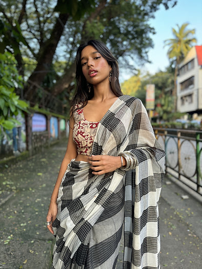 Charcoal Gamcha saree