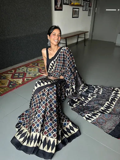 Shatranj distressed silk saree
