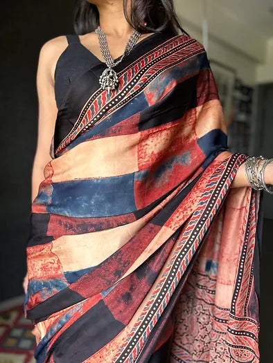 Mushy maroon distressed silk saree