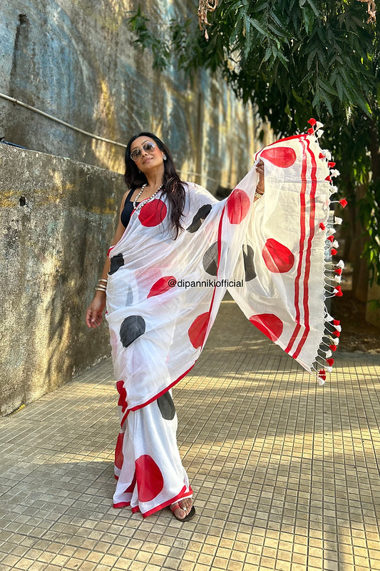 Durga Polka Mul Cotton Saree