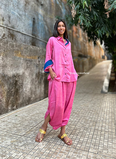 Candy Pink Shirt dhoti co-ord