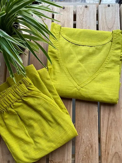 Lime Green Dhoti co-ord set