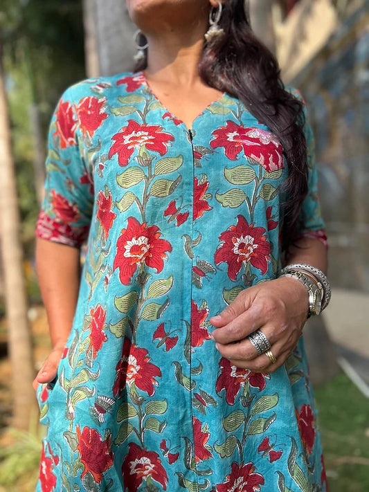 Aqua Floral Suhaani Jumpsuit