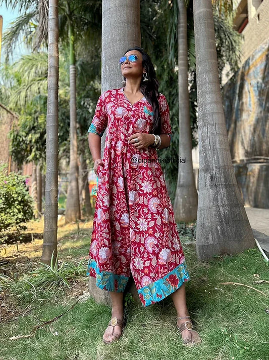 Red pink floral Suhaani jumpsuit