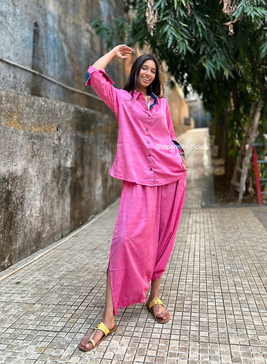 Candy Pink Shirt dhoti co-ord