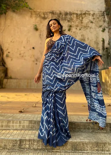 Kayaan Shibori Mul Cotton saree