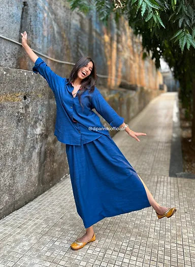 Electric blue Shirt dhoti co-ord