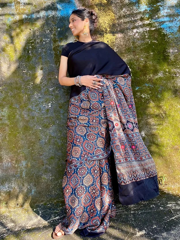 Adrika Blue half & half modal silk saree