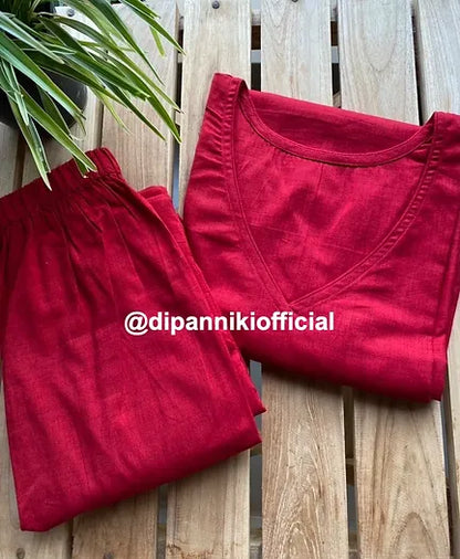 Deep Red Dhoti co-ord set