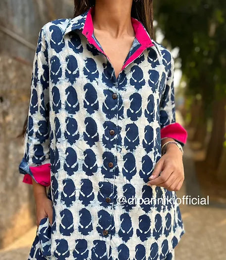 Kairi Indigo Shirt dhoti co-ord