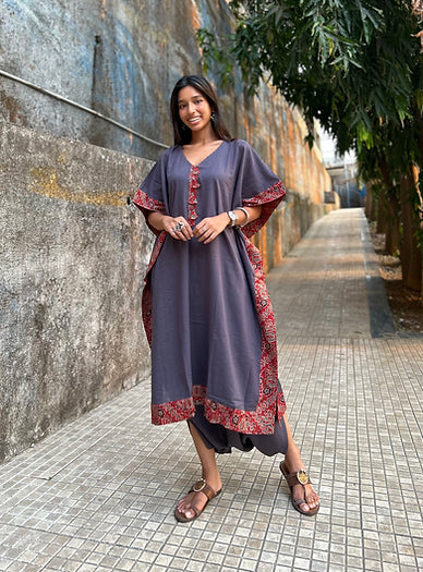 Ash Grey Kaftan dhoti set