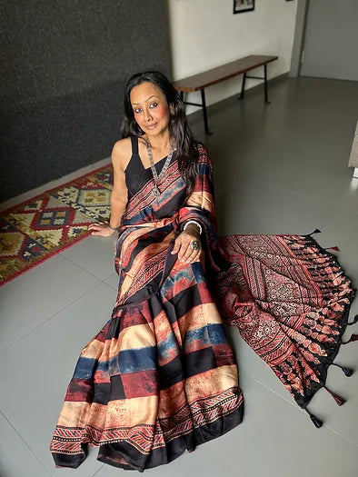 Mushy maroon distressed silk saree