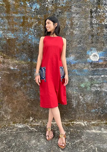 Solid red shift dress