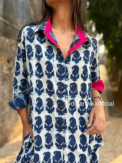 Kairi Indigo Shirt dhoti co-ord