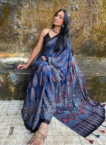 Indigo Anaaras Modal silk saree