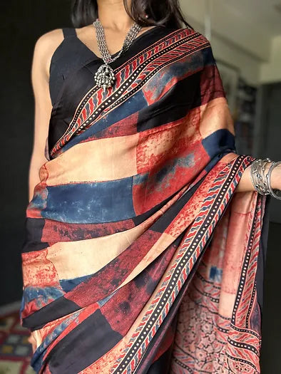 Mushy maroon distressed silk saree