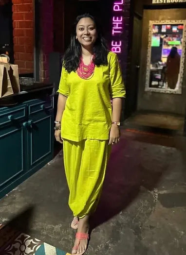 Lime Green Dhoti co-ord set