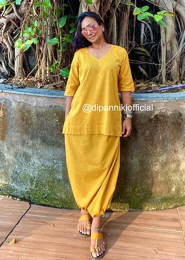 Mustard Dhoti co-ord set