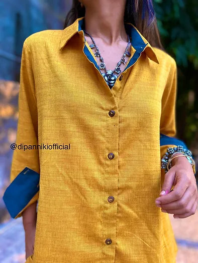 Mustard Yellow Shirt dhoti co-ord