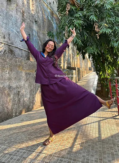 Deep purple Shirt dhoti co-ord