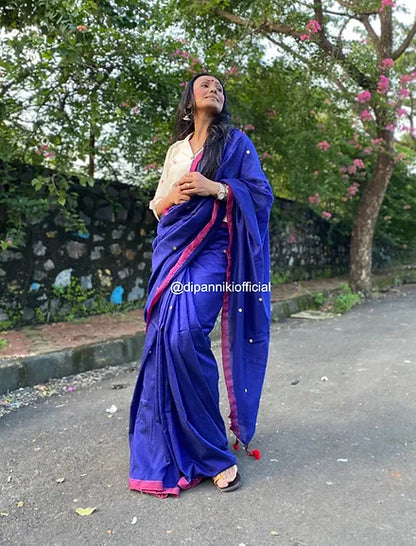 Royal blue tikli mul saree