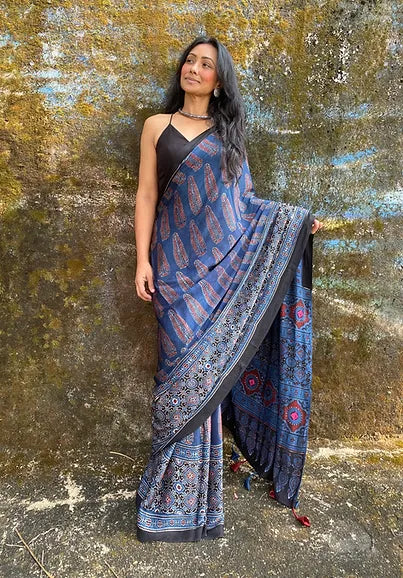 Indigo Anaaras Modal silk saree