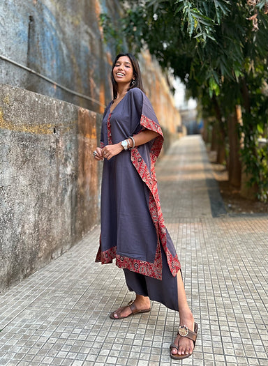 Ash Grey Kaftan dhoti set