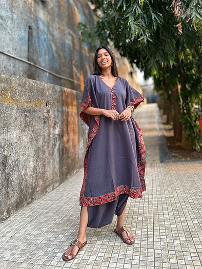 Ash Grey Kaftan dhoti set