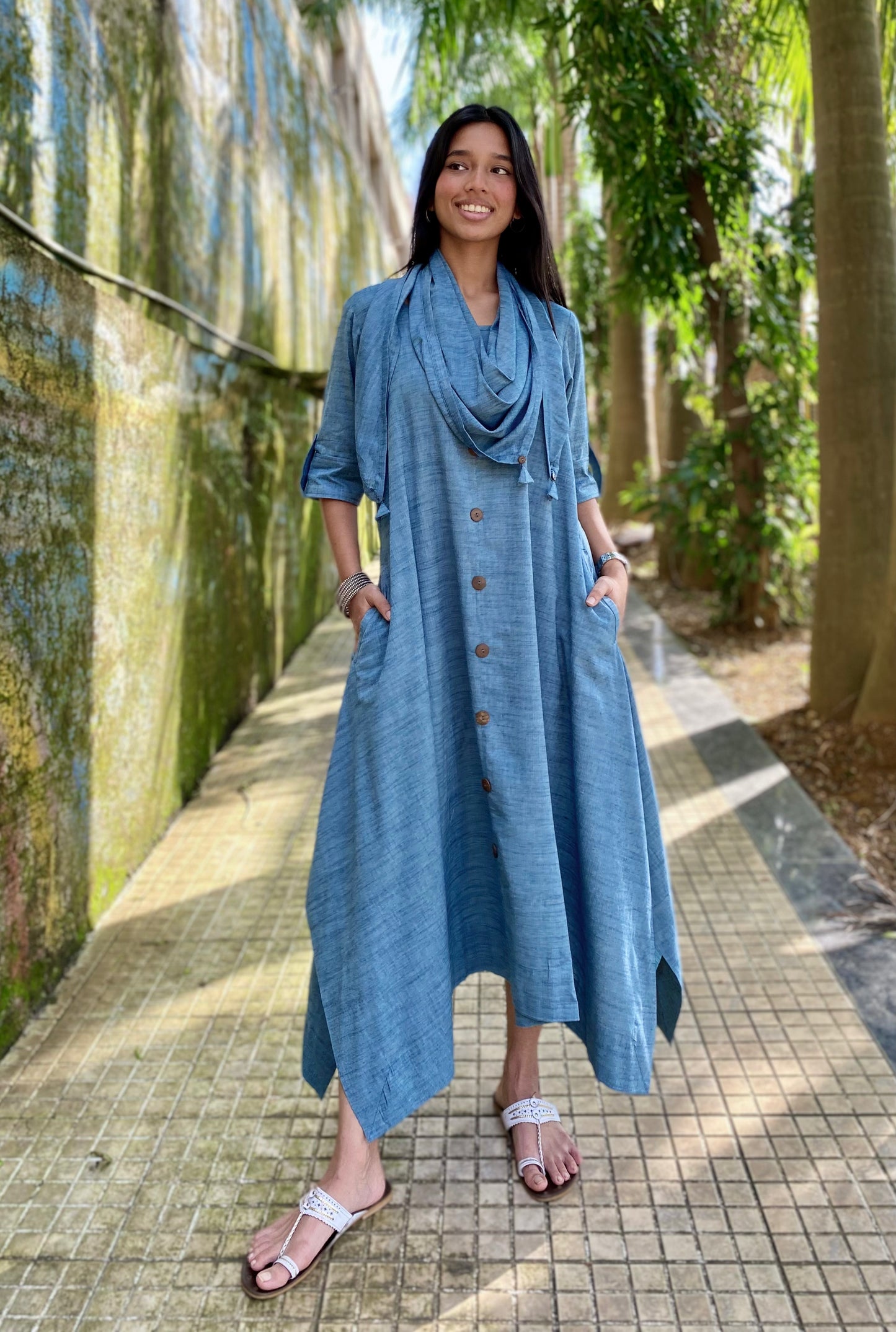 Denim Jhabla dress WITHOUT SCARF