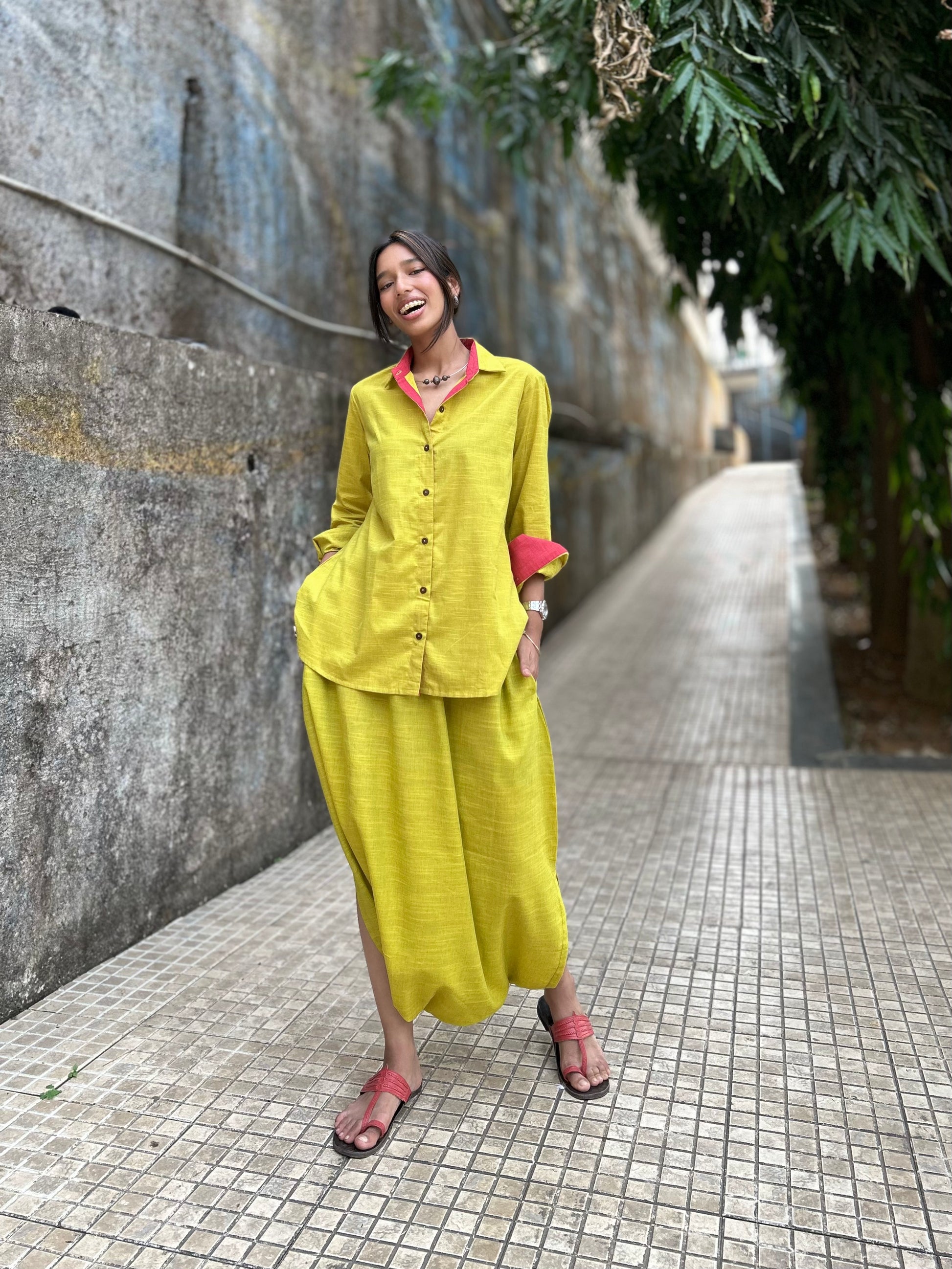 Lime green Shirt dhoti co-ord DIPANNIKI Lime green Shirt dhoti co-ord DIPANNIKI