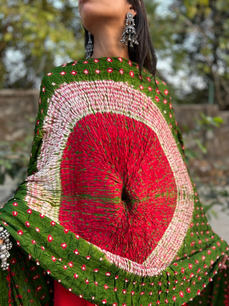 Parrot Bandhani Modal Silk Dupatta