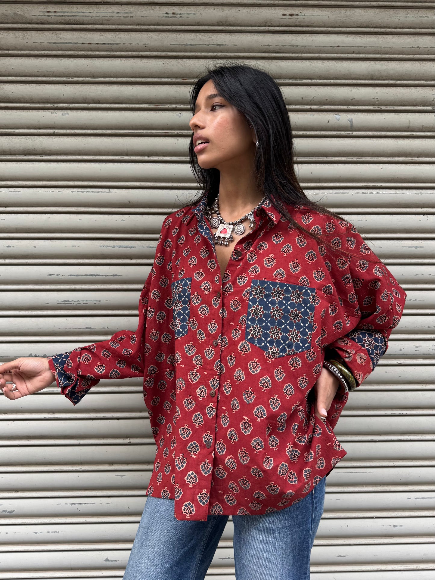 Gulnaar Ajrakh Cotton Shirt