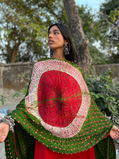 Parrot Bandhani Modal Silk Dupatta