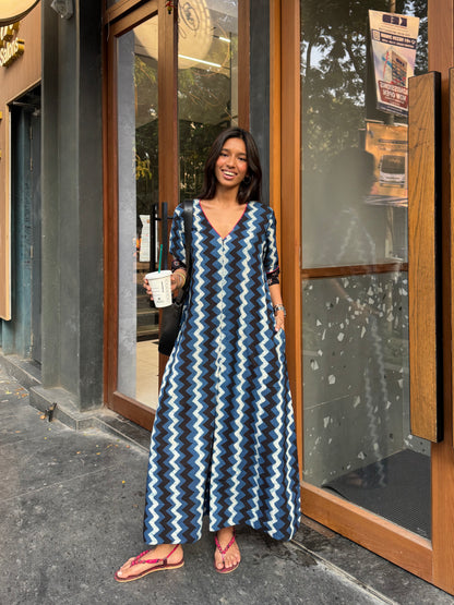 Chevron Cotton Jugni Jumpsuit