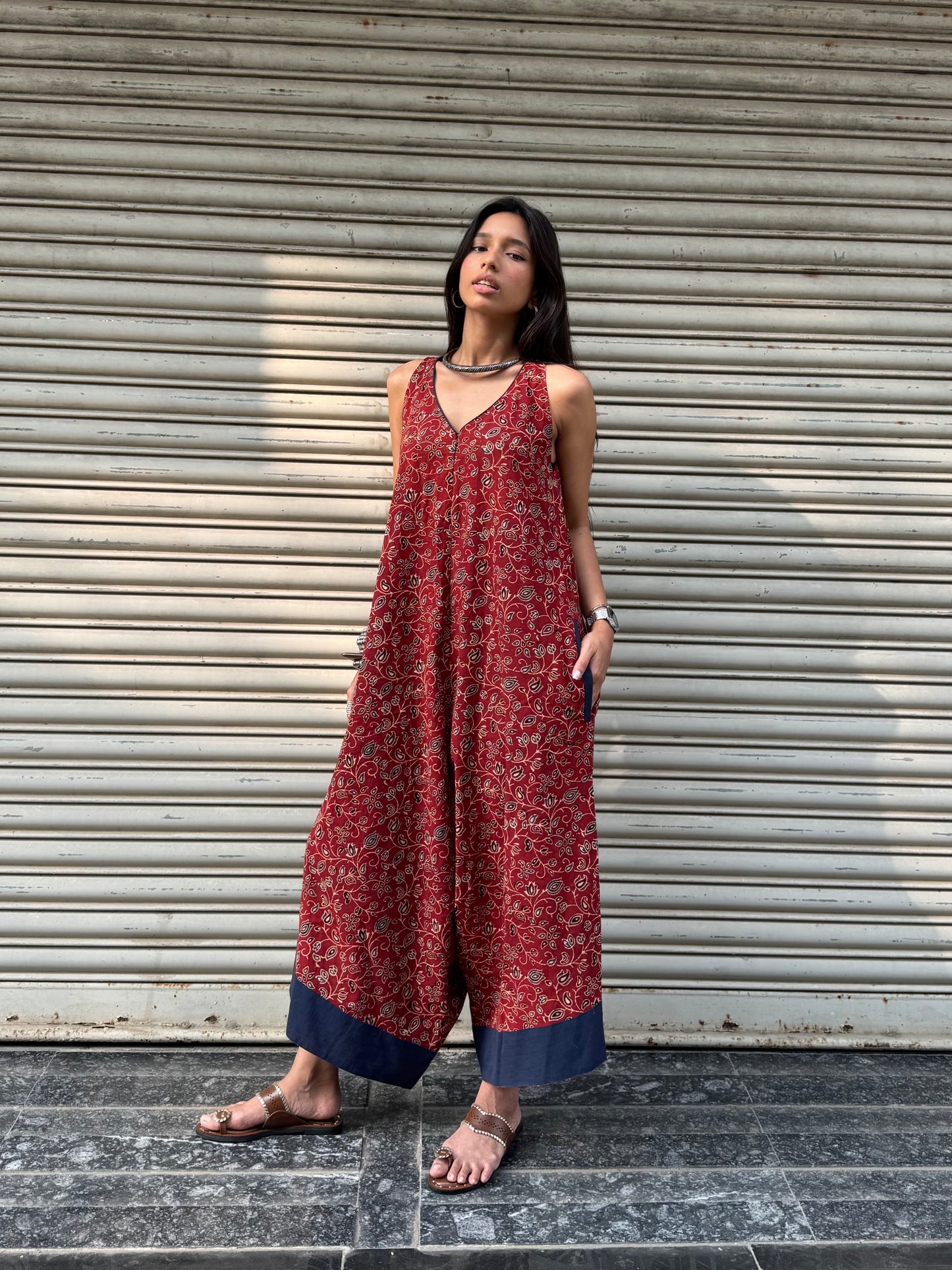 Coral Ajrakh Suhaani Jumpsuit