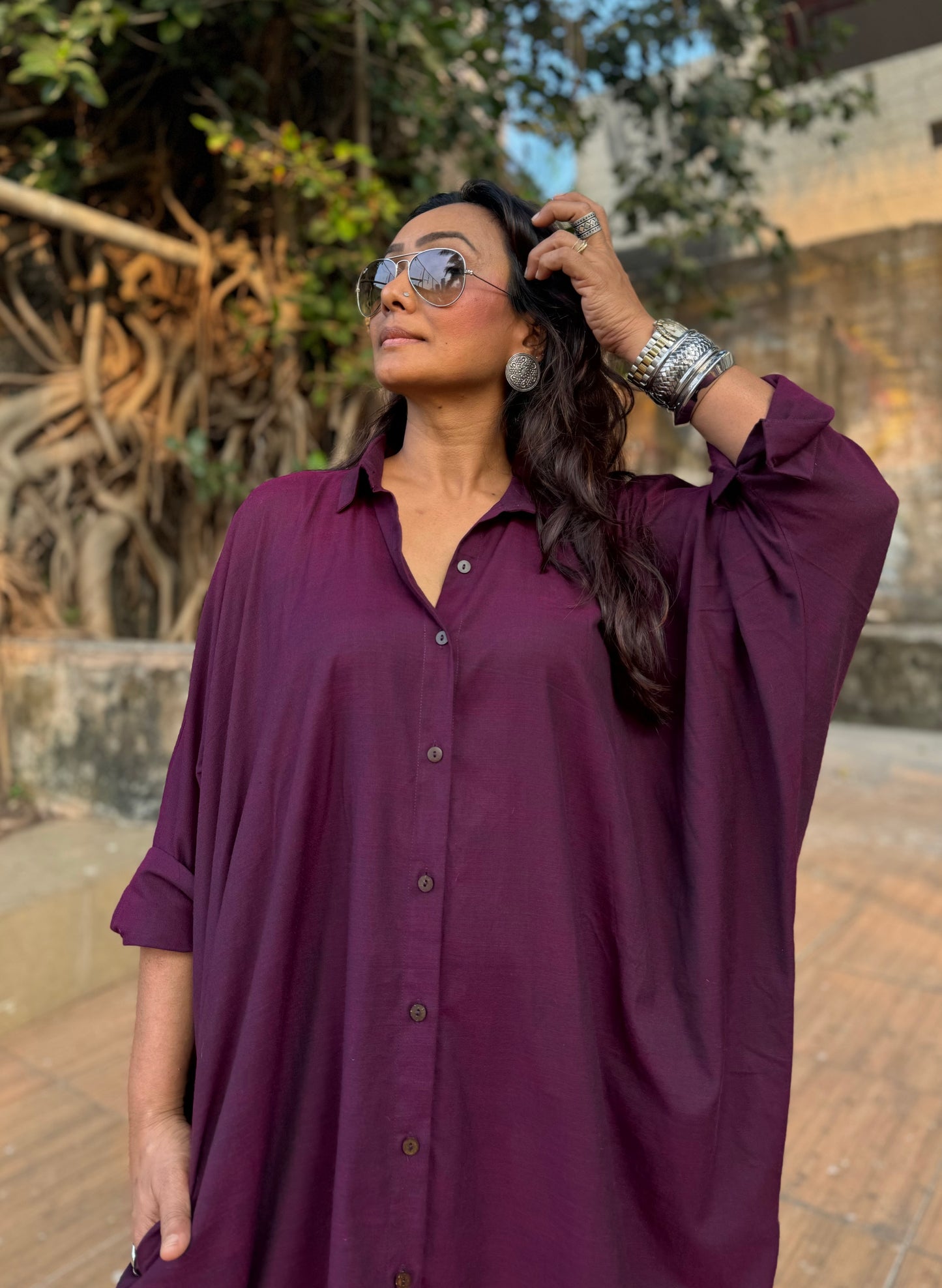 Grape Oversized Shirt dress