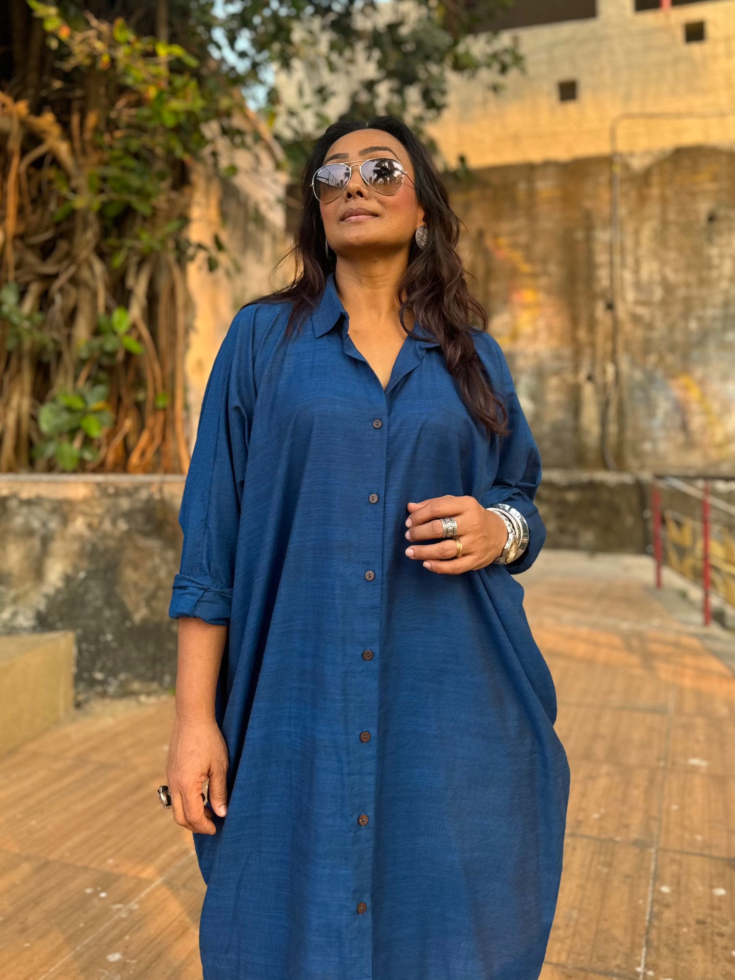Cobalt Oversized Shirt dress