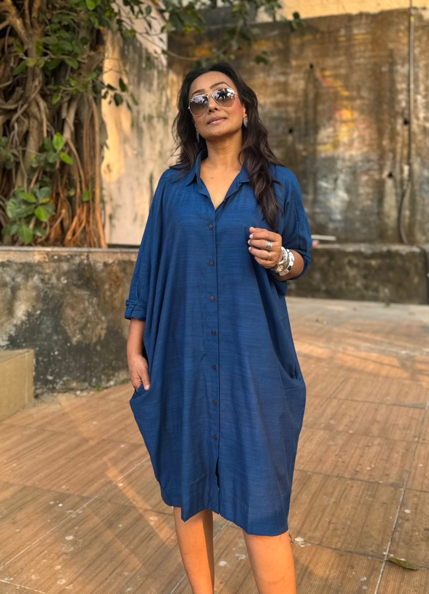 Cobalt Oversized Shirt dress