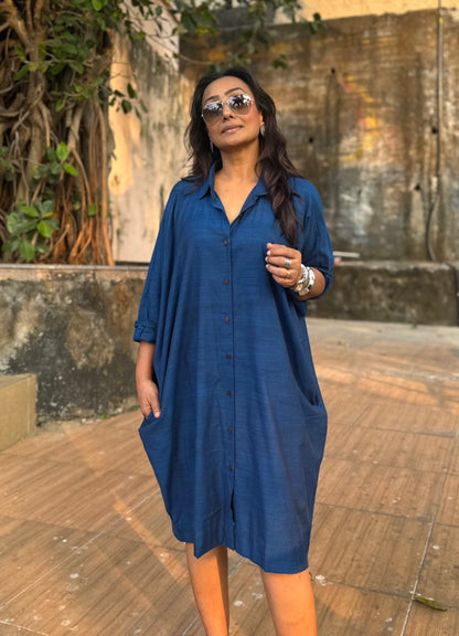 Cobalt Oversized Shirt dress
