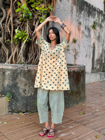 Teal Cotton Co-ord with Afghani Pants