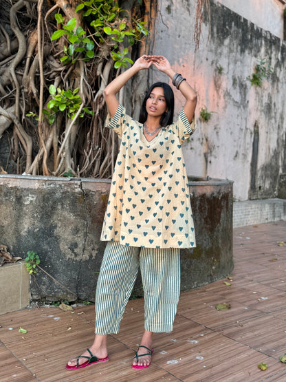 Teal Cotton Co-ord with Afghani Pants