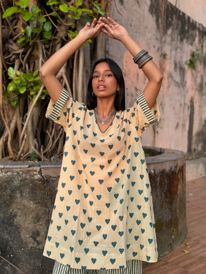 Teal Cotton Co-ord with Afghani Pants