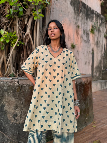 Teal Cotton Co-ord with Afghani Pants