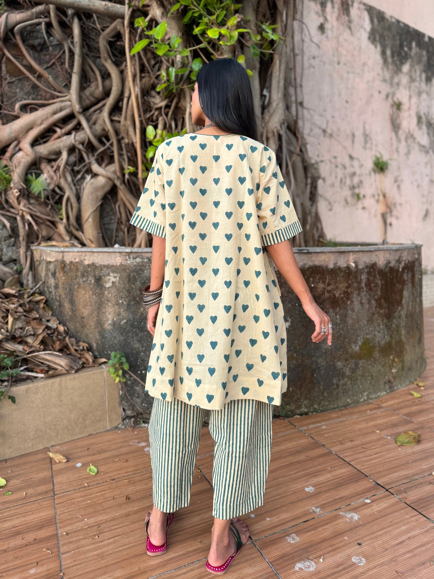 Teal Cotton Co-ord with Afghani Pants