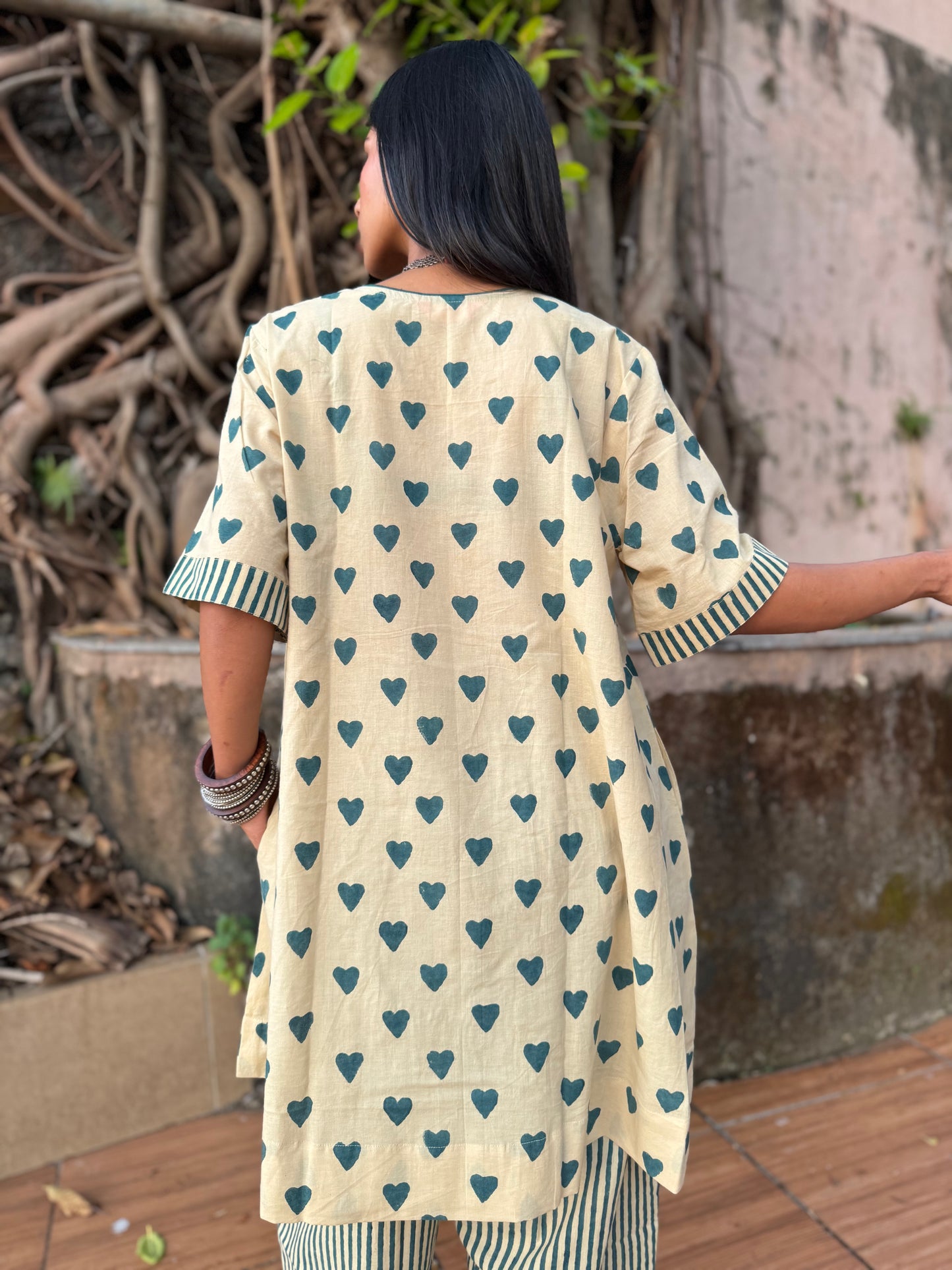 Teal Cotton Co-ord with Afghani Pants