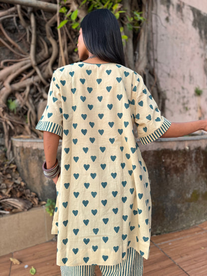 Teal Cotton Co-ord with Afghani Pants