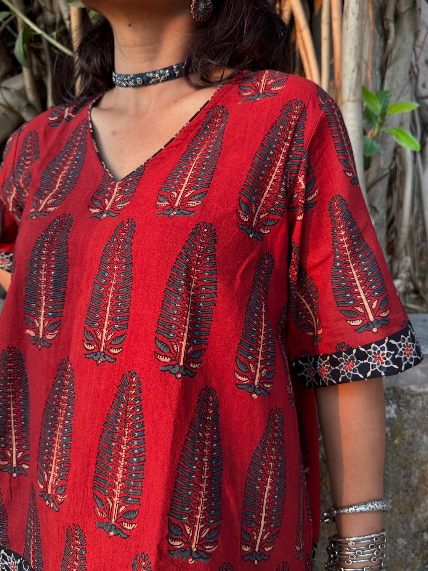 Mud Anaar Ajrakh Cotton Boxy Top
