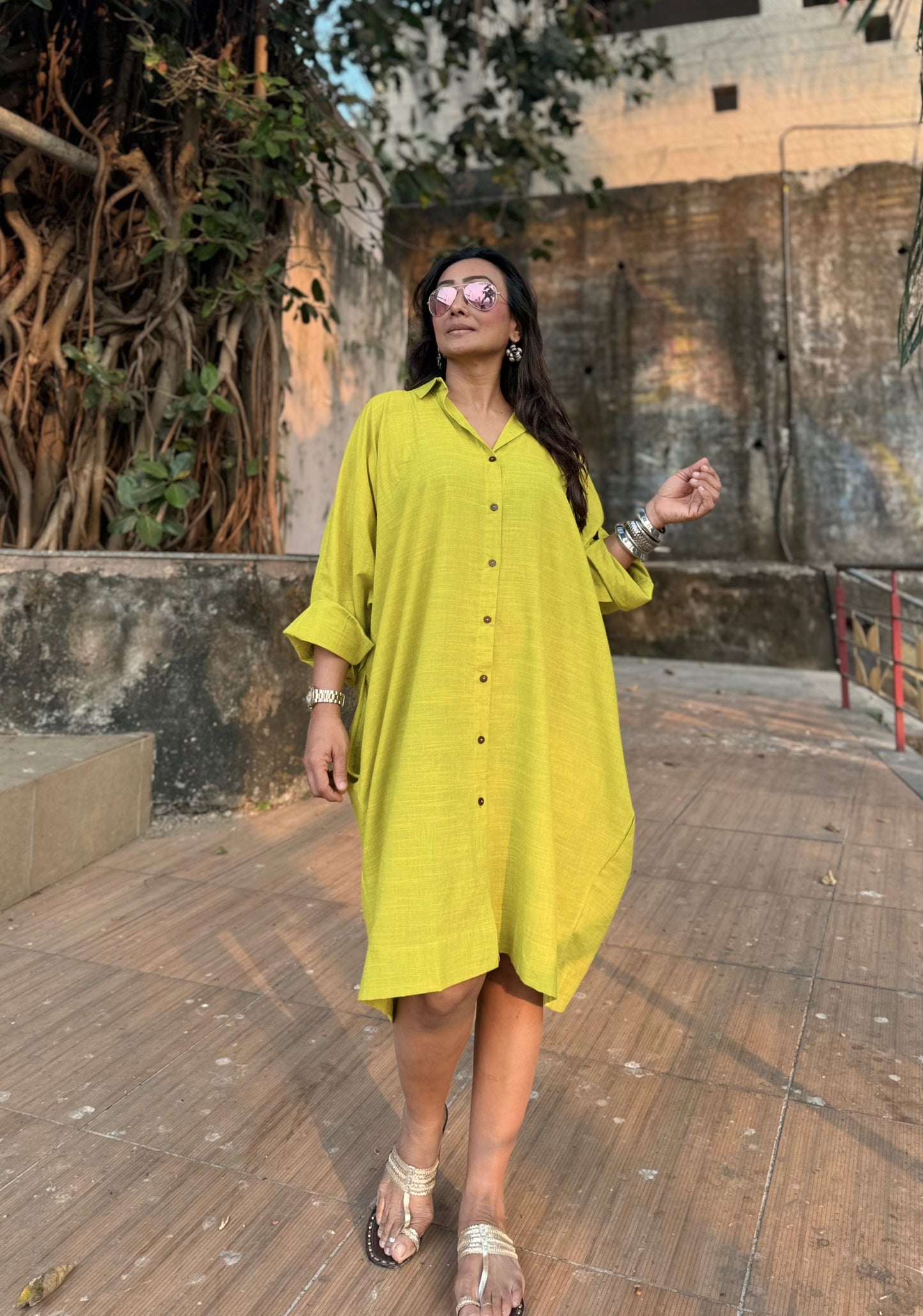Lime Oversized Shirt dress