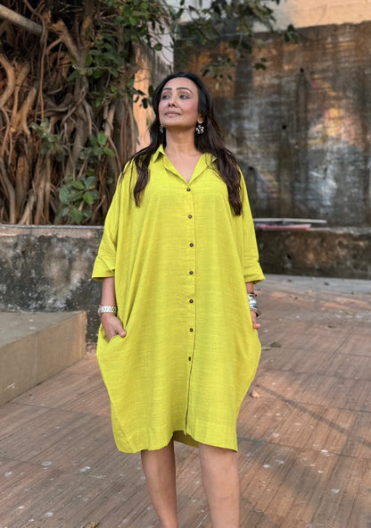 Lime Oversized Shirt dress