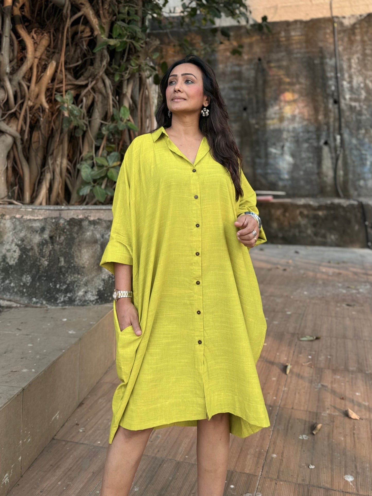 Lime Oversized Shirt dress